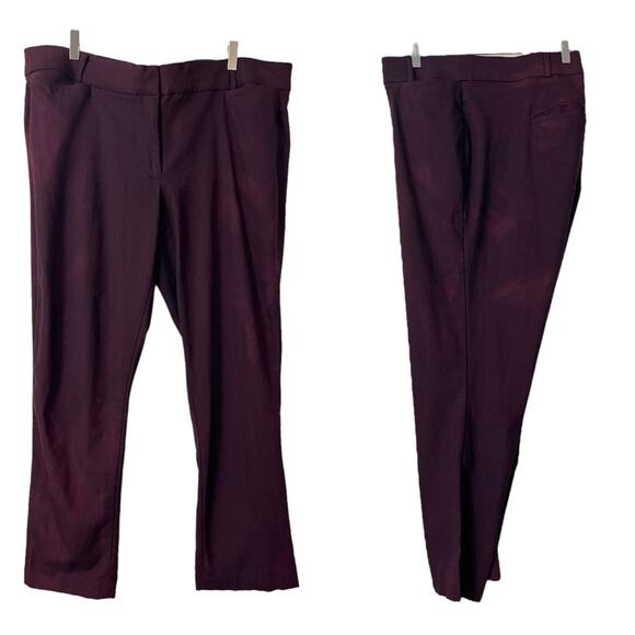 Lane Bryant Women’s Pants The Allie Ankle Slim Fit Burgundy Mid Rise Sz 24R Plus - Picture 10 of 11